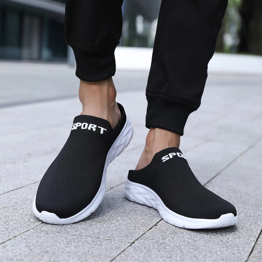 Zapatillas ligeras para hombre, zapatillas transpirables para hombre, zapatos casuales de moda, zapatos planos antideslizantes para hombre, zapatos planos sin cordones para exteriores de talla grande