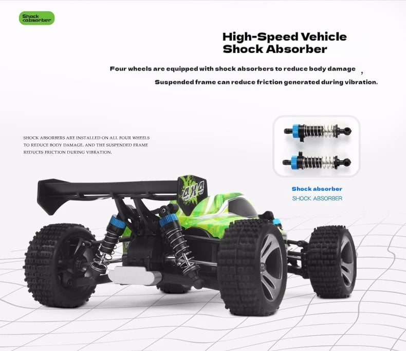 WLtoys A959 - B Actualización 2.4G 4WD RC Coche todoterreno 1:18 Juguete de deriva de alta velocidad a escala completa