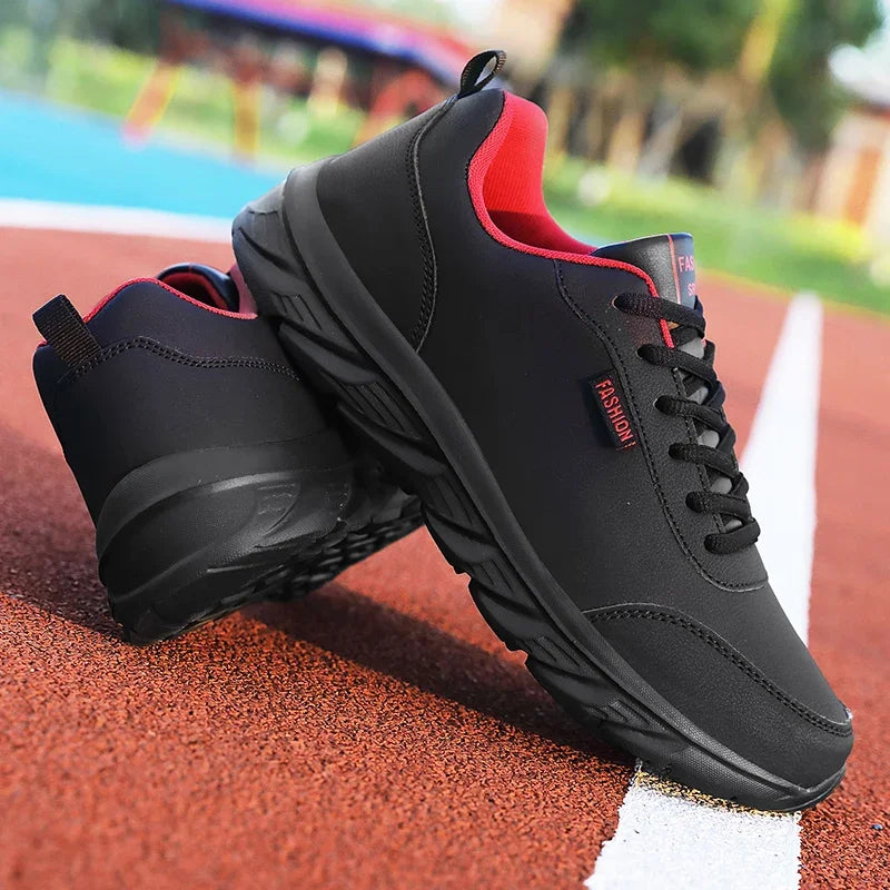 YRZL Zapatillas para correr Zapatillas de deporte de cuero artificial impermeables Zapatos deportivos al aire libre Hombres Zapatillas casuales ligeras para caminar para hombres