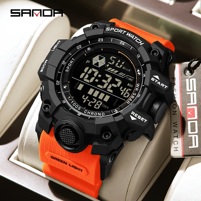 Reloj Digital LED Deportivo SANDA para Hombre, Estilo Militar, Resistente al Agua