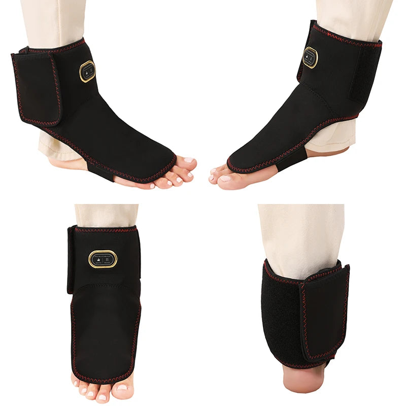 Soporte de Tobillo Eléctrico Portátil con Calor - Masaje de 3 Niveles, Compresa Caliente, Alivia el Dolor Articular, Ayuda en la Recuperación Deportiva, Puerto USB