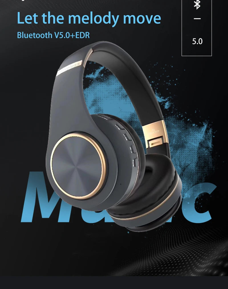 Auriculares inalámbricos supraaurales Bluetooth 5.3 HiFi estéreo de baja latencia con cancelación de ruido, auriculares para juegos con micrófono ENC