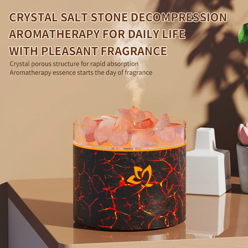 Máquina de aromaterapia de piedra de sal de cristal, lámpara de atmósfera colorida, humidificación por atomización, adecuada para oficina y dormitorio