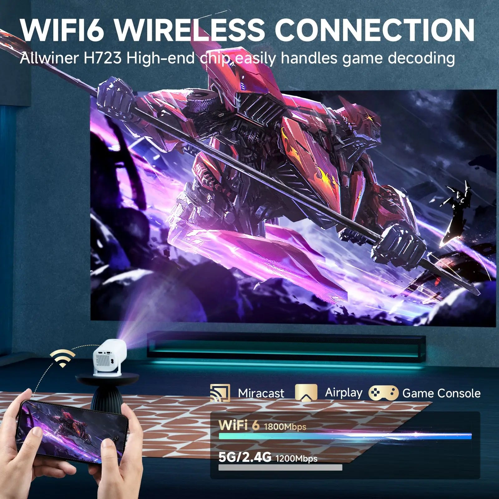 Mini Proyector Inteligente P30PRO Android 14, WiFi6, BT 5.0, Compatible con 4K 1280 * 720P, Compatible con Duplicación de Pantalla, Proyector de Cine en Casa