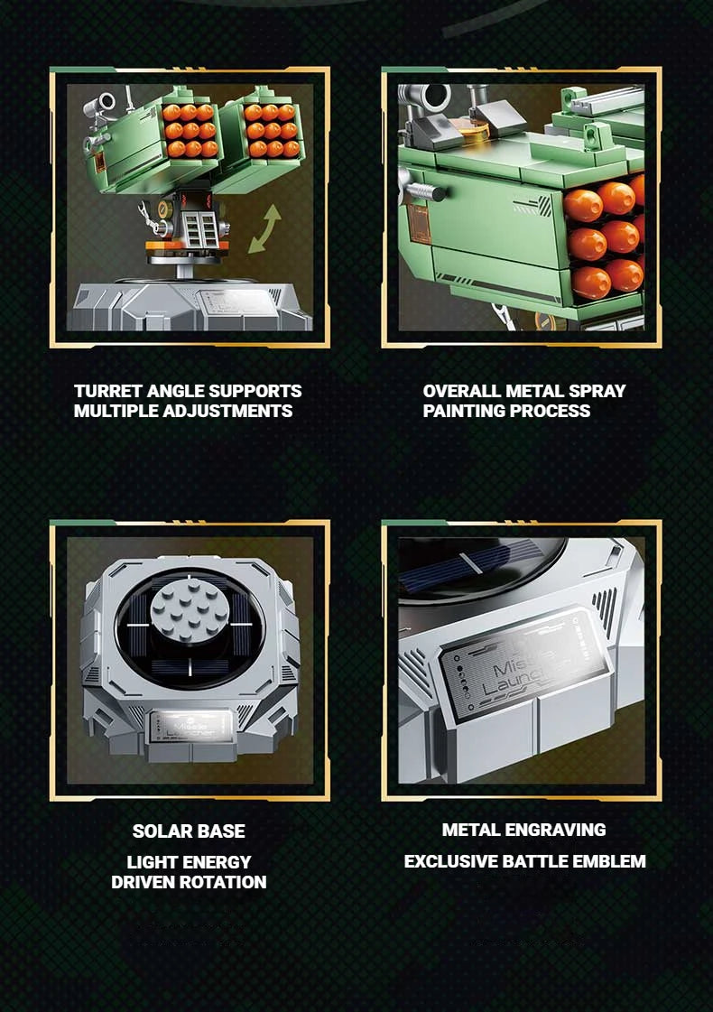 Juego de bloques de construcción militares con energía solar JAKI, adorno de escritorio, juguete educativo para ensamblar modelos, regalo de cumpleaños para niños