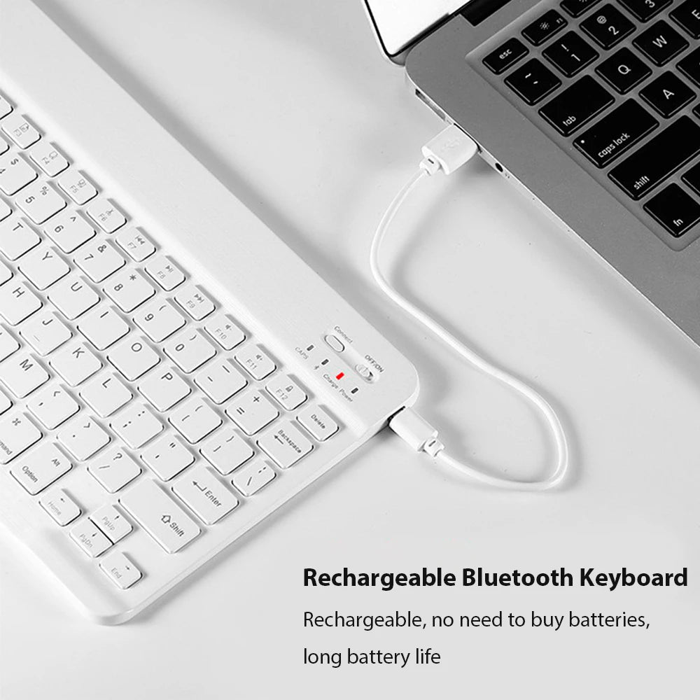 Teclado inalámbrico Bluetooth Universal para teléfono móvil, tableta, teclado y ratón, Mini teclado Bluetooth, accesorios para teclado Ipad