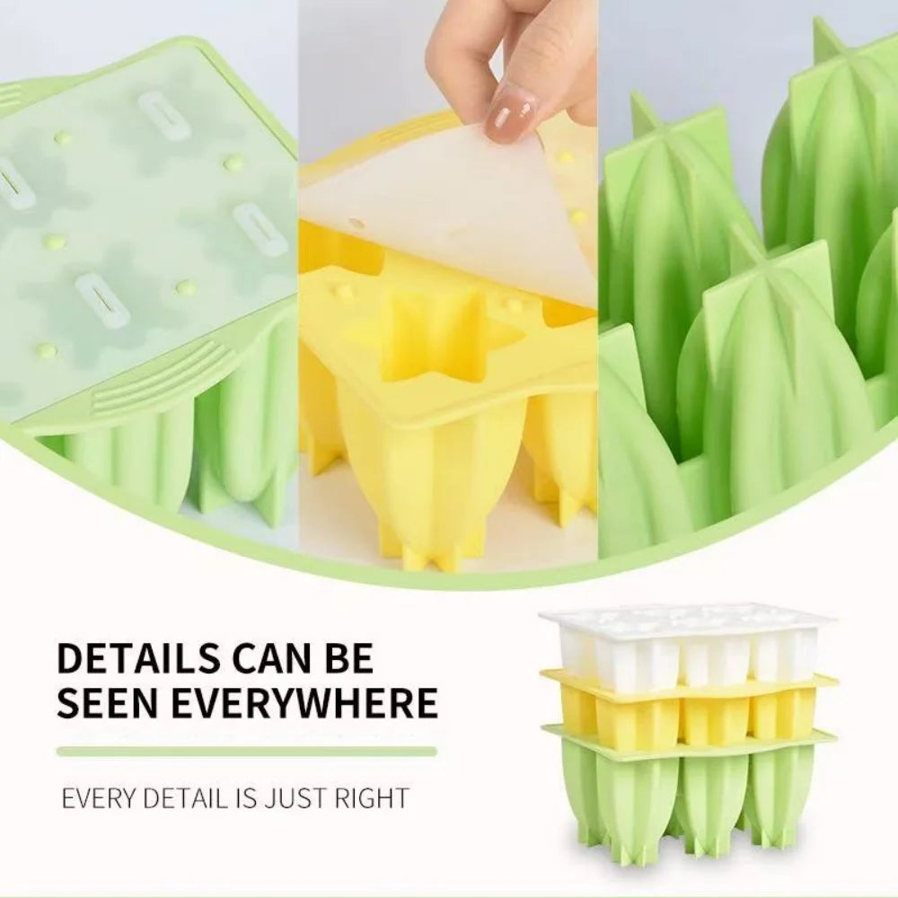 Molde de silicona para helados, molde para paletas de hielo, molde para postres caseros, molde para cubos de jugo con pajita, máquina para hacer helados