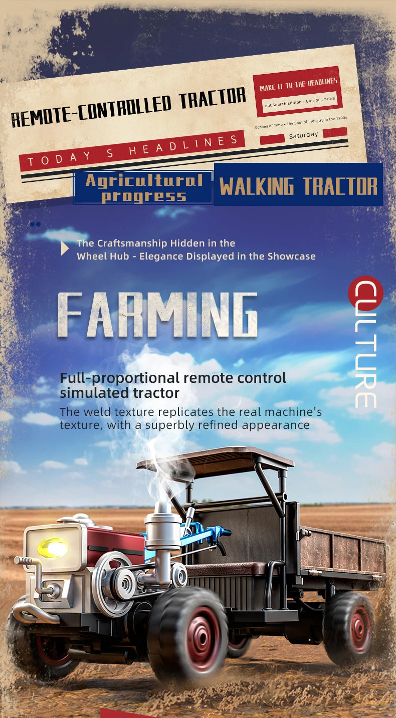 Tractor RC 4WD a Escala 1:18 con Sonidos y Luces, Control 2.4G