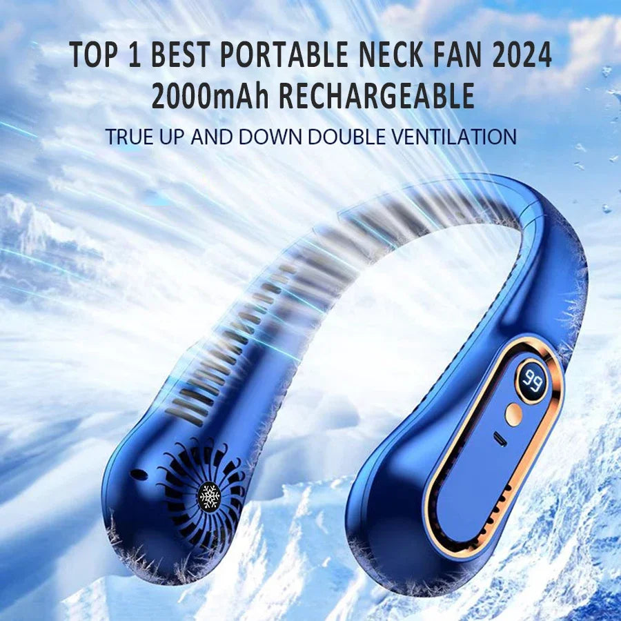 Ventilador de Cuello Portátil Sin Aspas con Pantalla LED