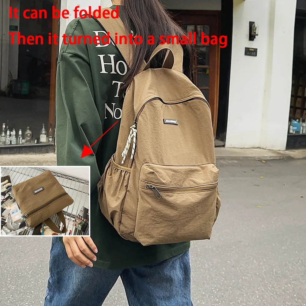 2025 nueva mochila plegable para mujer, mochila de gran capacidad, mochila de ordenador versión coreana Simple
