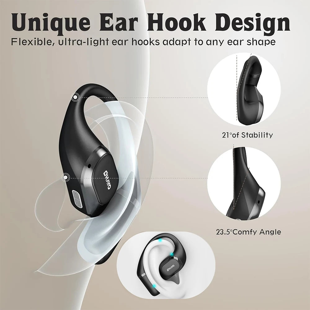 Ohayo T10 auriculares abiertos Bluetooth 5,4 auriculares inalámbricos 40 horas de reproducción TWS auriculares inalámbricos con pantalla Digital para deportes