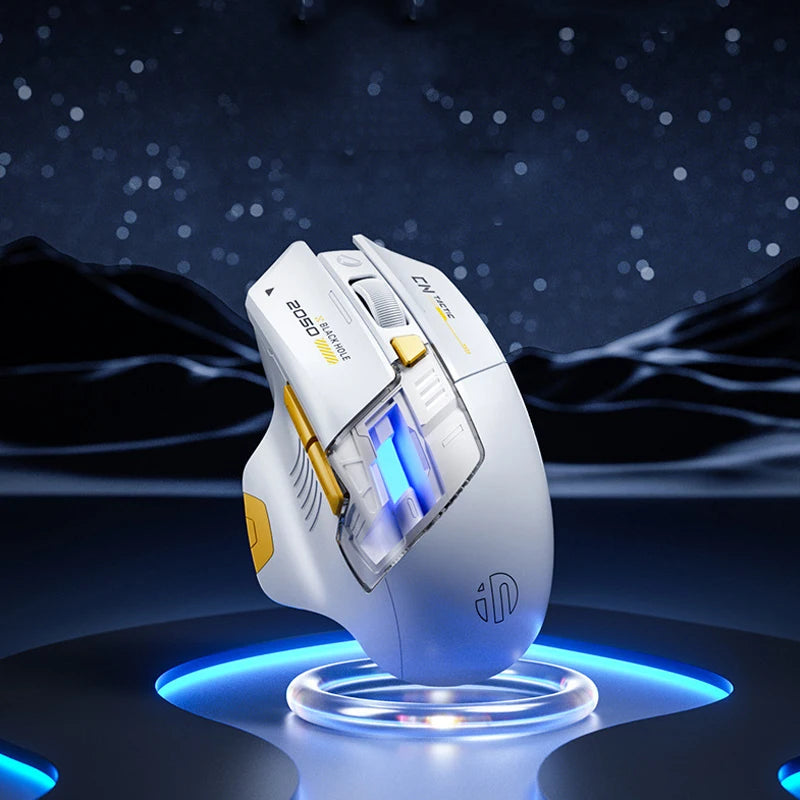 Ratón inalámbrico para juegos Inphic A9 Explorer V2 con indicador de nivel de batería de 500mA, ergonómico, Bluetooth, para oficina, PC y portátil.