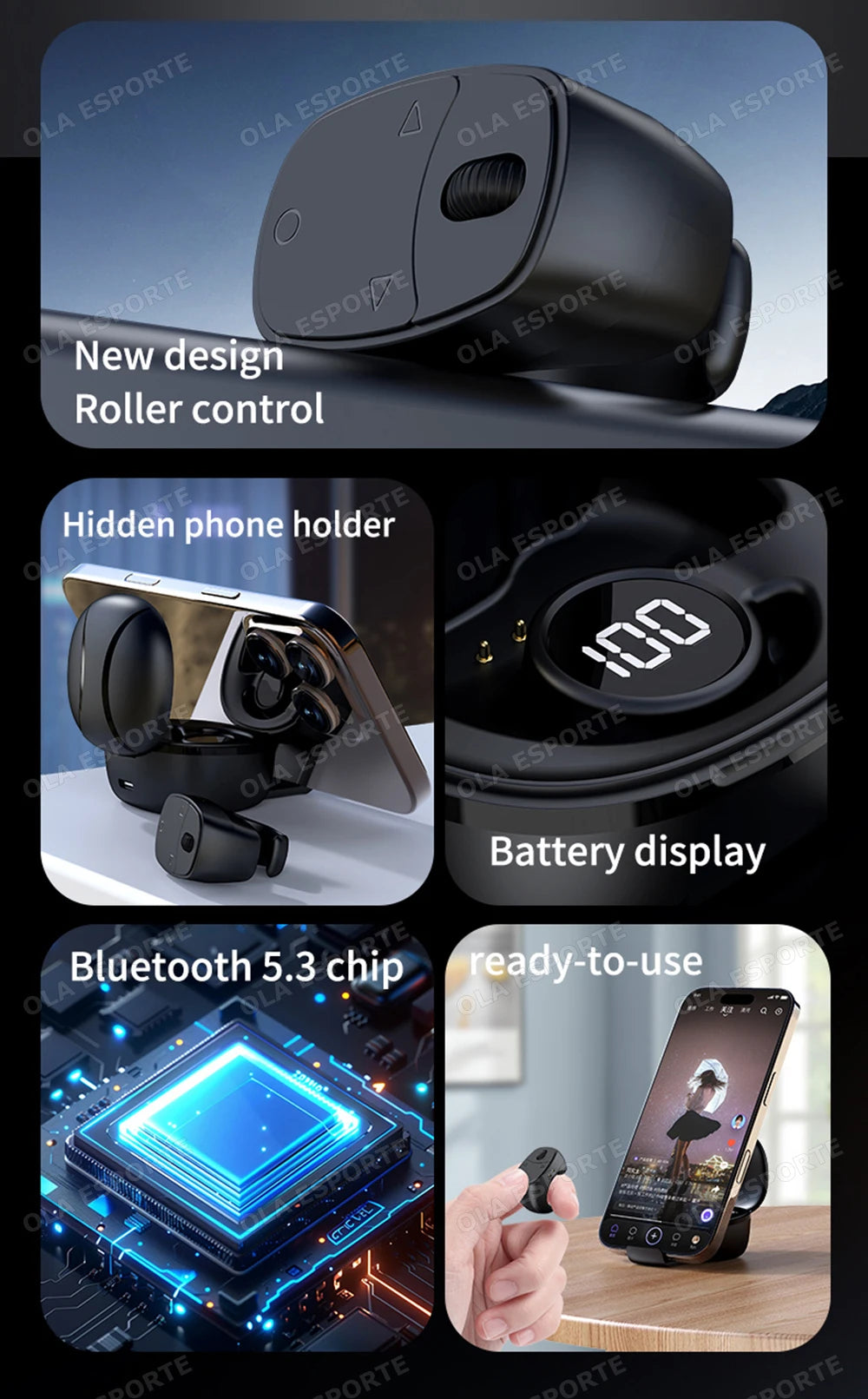 Anillo Control Remoto Bluetooth para Selfie y Video