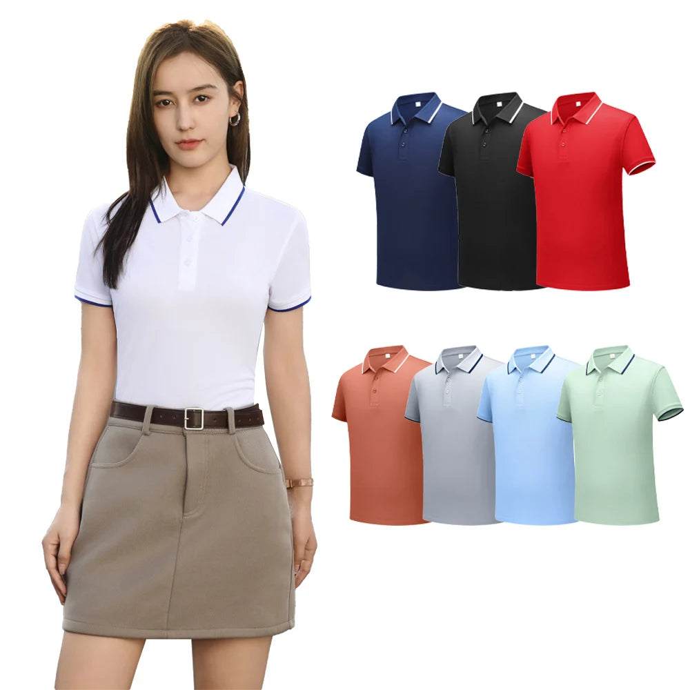 Camiseta de Seda Helada con Cuello Polo para Mujer