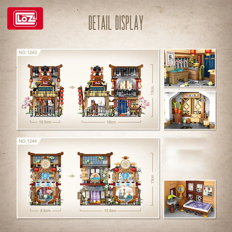LOZ Estación de Carretera Antigua, Bloques de Construcción Plegables DIY, Modelo de Ensamblaje de Partículas Pequeñas, Adorno, Juguetes Antiestrés para Adultos, Regalos