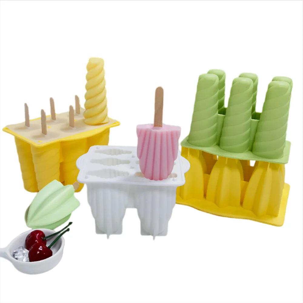 Molde de silicona para helados, molde para paletas de hielo, molde para postres caseros, molde para cubos de jugo con pajita, máquina para hacer helados
