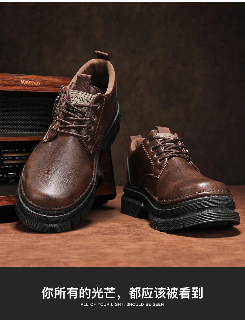Zapatos informales para hombre, calzado cómodo para trabajo hecho a mano en las cuatro estaciones, zapatos de trabajo al aire libre, moda Joker, zapatos de marea juvenil, zapatos de cuero para fiesta de negocios