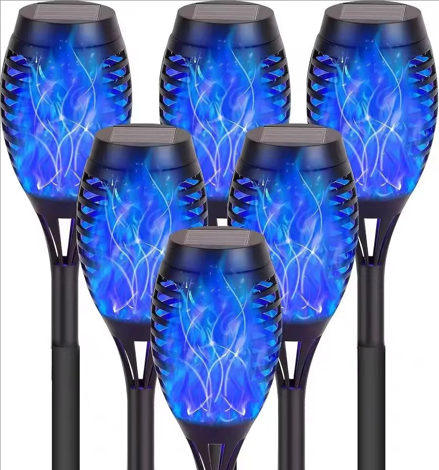 Luces Solares Antorcha Llama Solar RGB 12LED para Jardín Pack x6