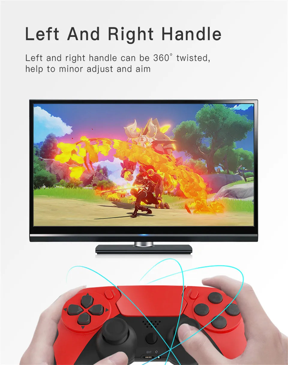 GAMINJA-mando inalámbrico con Bluetooth, doble vibración, 6 ejes, panel táctil, micrófono, puerto de auriculares para PS4, PS3, PC