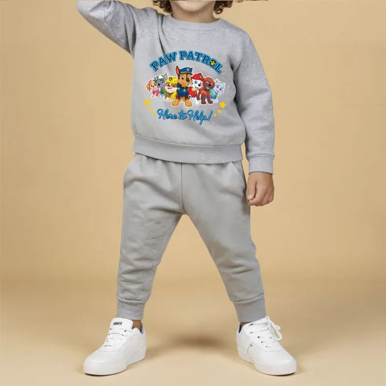PAW Patrol-Conjunto de sudaderas con capucha para niños, Jersey informal y pantalón de chándal, traje de dos piezas, chándal deportivo para niño, primavera y otoño