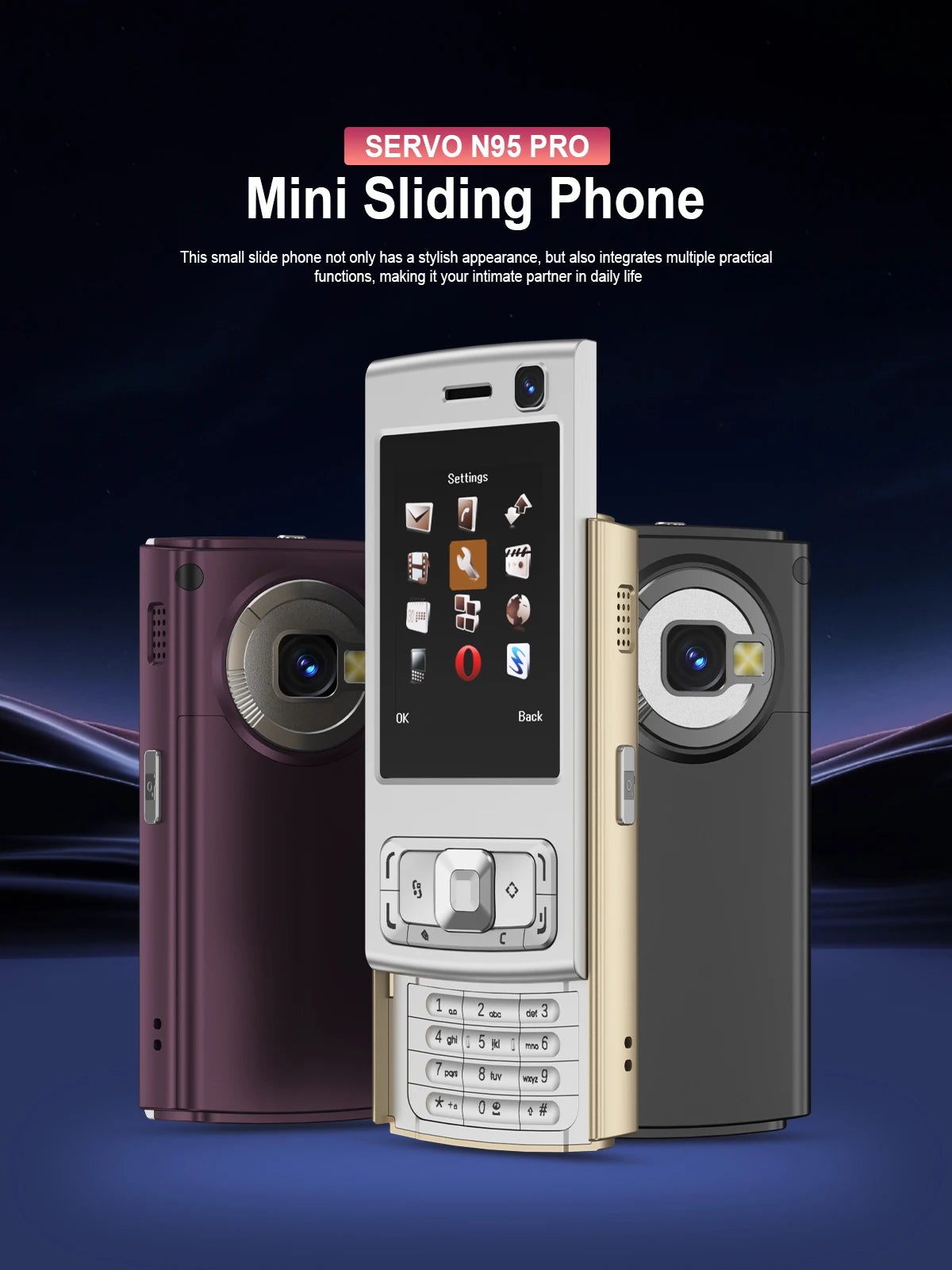 SERVO N95 PRO Slider teléfono móvil 2 SIM llamada grabación velocidad Dial Magic Voice Video Player linterna 2G GSM características teléfonos móviles