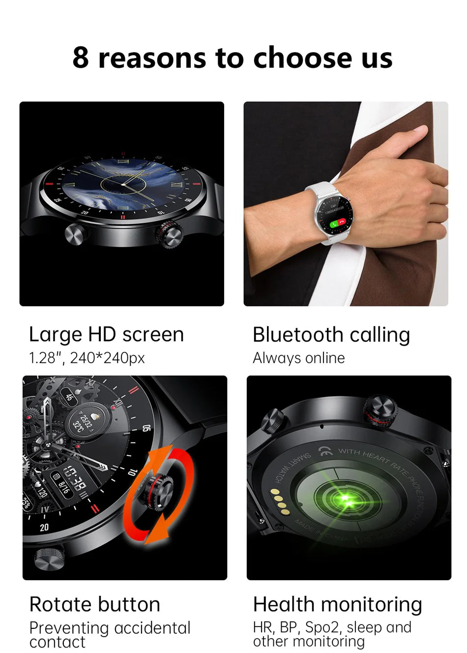 Reloj Inteligente Deportivo con Pantalla Táctil y Llamadas Bluetooth