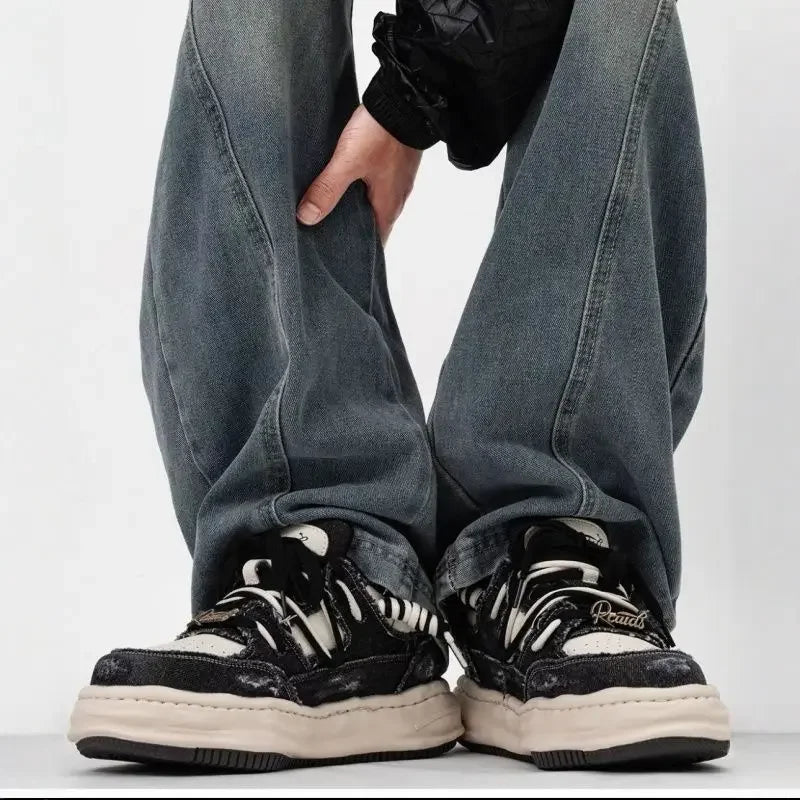 Zapatillas de skate de mezclilla retro para hombre con plataforma