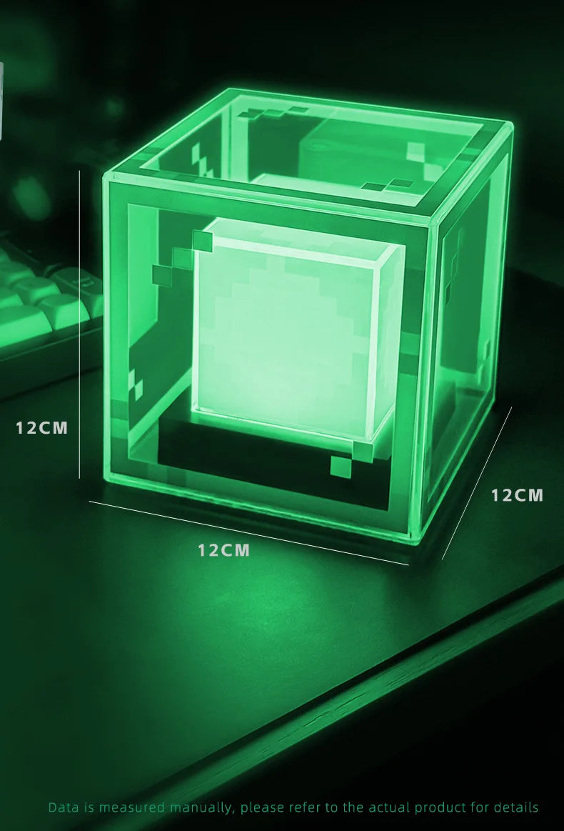 Lámpara de baliza estilo píxel, luz nocturna de escritorio, atmósfera de ordenador brillante, adorno de juego, regalo, iluminación decorativa recargable