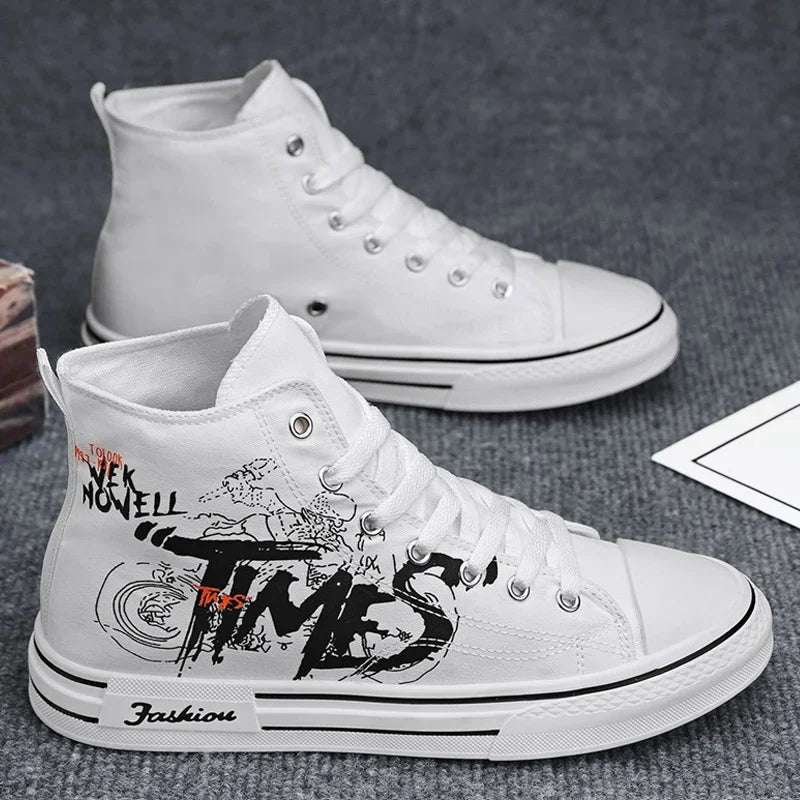 Zapatos de hombre, zapatos de lona vulcanizados, zapatillas altas, zapatos de plataforma informales transpirables, zapatillas deportivas para hombre, Tenis masculinos, zapatillas gruesas