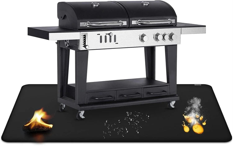 LMETJMA - Alfombrillas para parrilla, doble cara, ignífugas, protectoras para parrilla exterior, resistentes al aceite y al agua, para barbacoa, fogatas y chimeneas