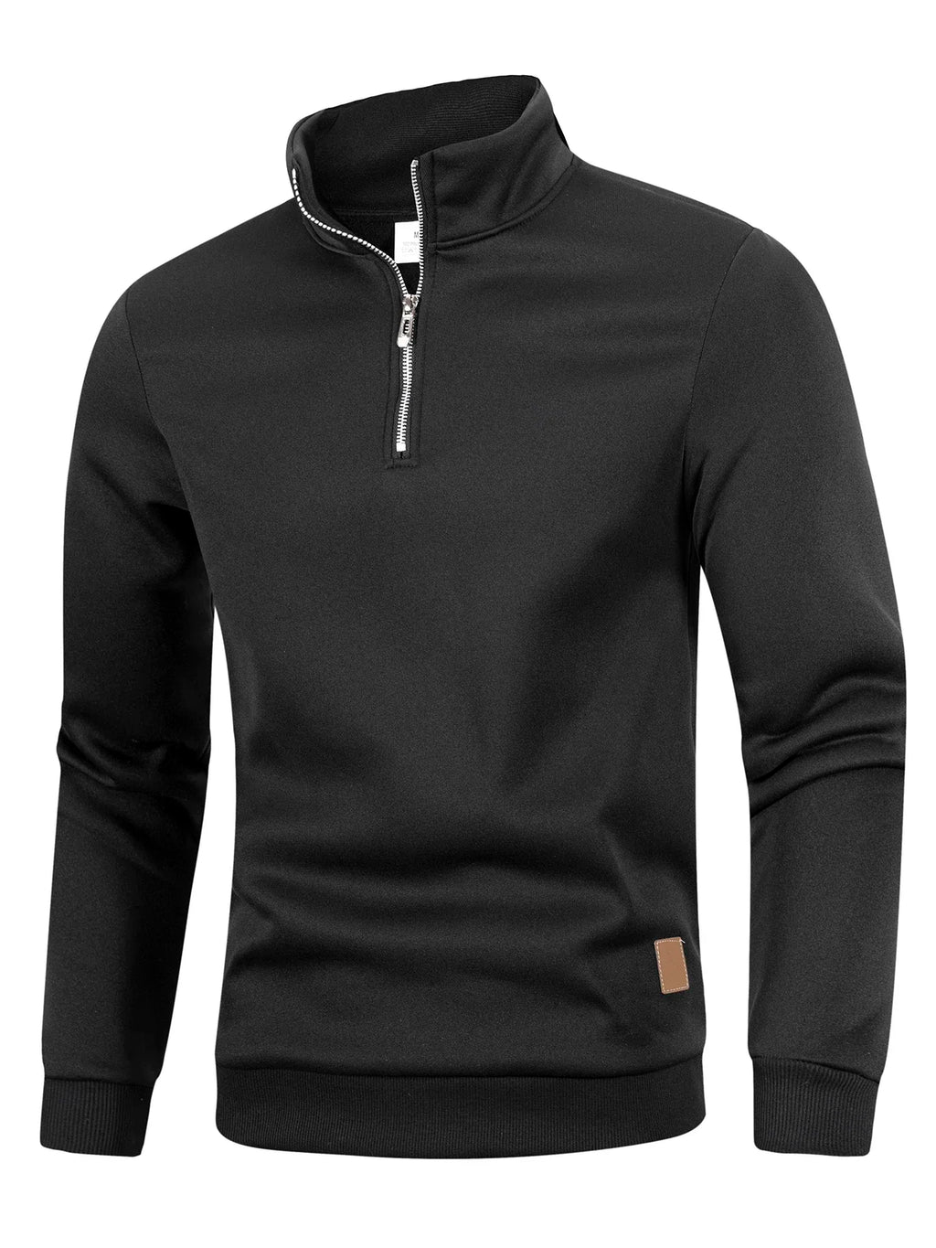 Otoño hombres cremallera pulóver cuello alto suéteres cálidos Color sólido manga larga moda masculina Casual sudadera diaria Top
