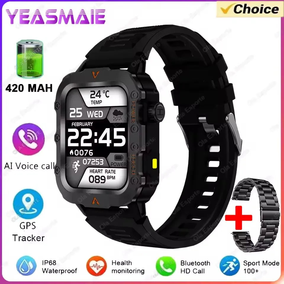 Smartwatch Militar Resistente con Llamadas Bluetooth y Voz AI