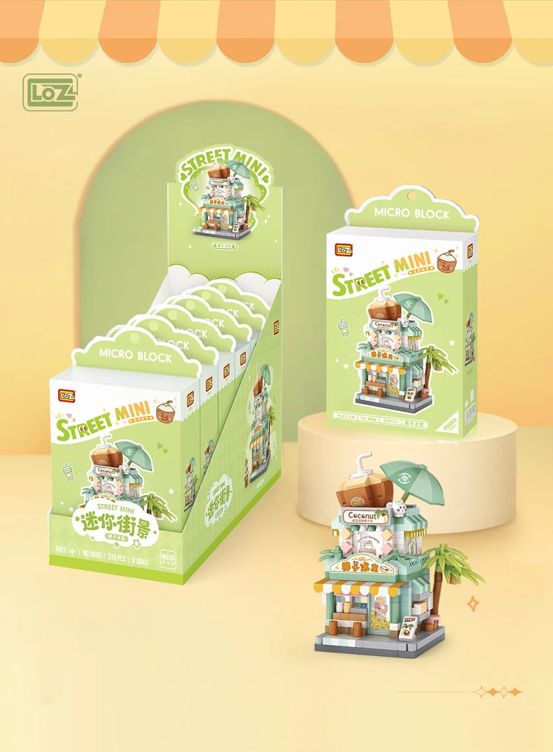 LOZ Food Street Bakery, Tienda de Té con Leche, Modelo Arquitectónico para Armar, Bloques de Construcción de Juguete, Escena de Calle, Regalos de Cumpleaños para Niños