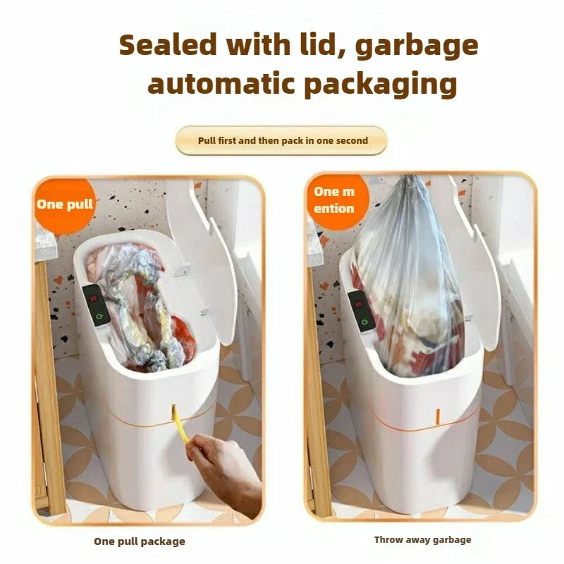 Bote de basura de inducción inteligente, sala de estar automática para el hogar, baño, nueva versión eléctrica, funda para cinturón de costura