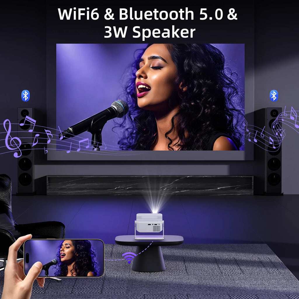 Proyector Xnano HA109 4K Android 11 Wifi6 Dual 200ANSI Allwinner H723 BT5.0 720P 1280*720P Cine en Casa Proyector para Exteriores