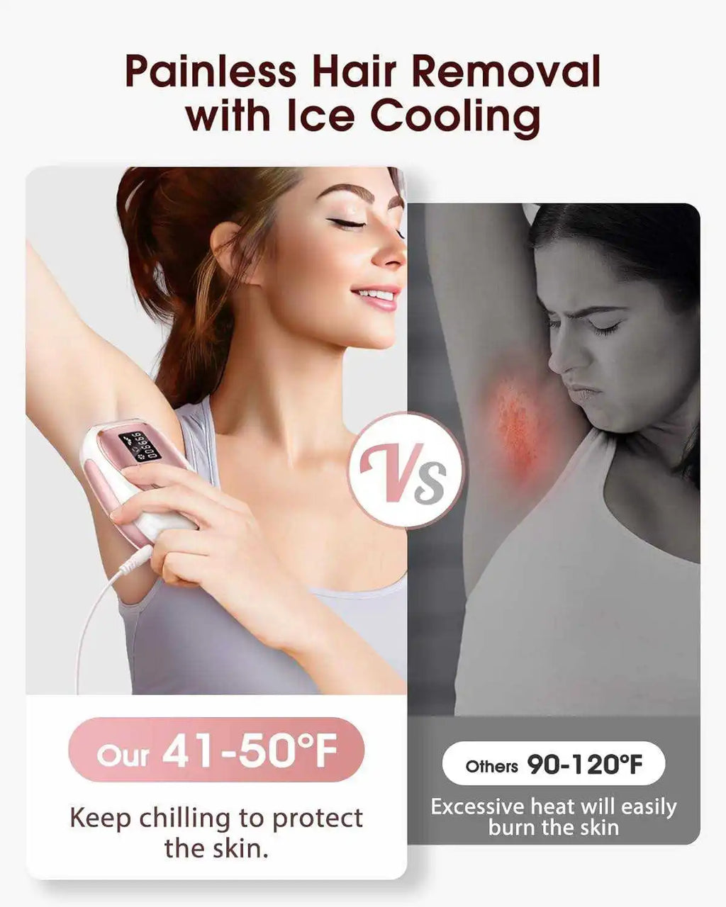 Dispositivo de Depilación Láser IPL para Mujeres y Hombres, 999900 Flashes, Enfriamiento con Hielo, Depilación Permanente Indolora para Cara, Cuerpo y Bikini