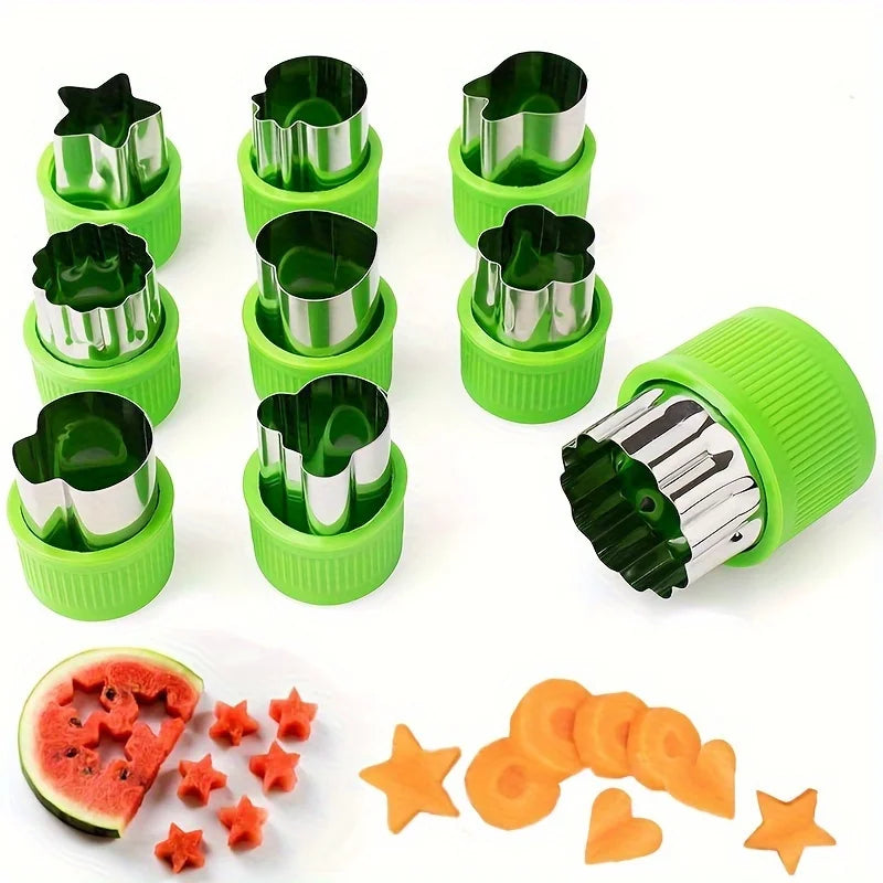 9 piezas/juego de corte de galletas y verduras de acero inoxidable-mini moldes en relieve de frutas y galletas para hornear de niños