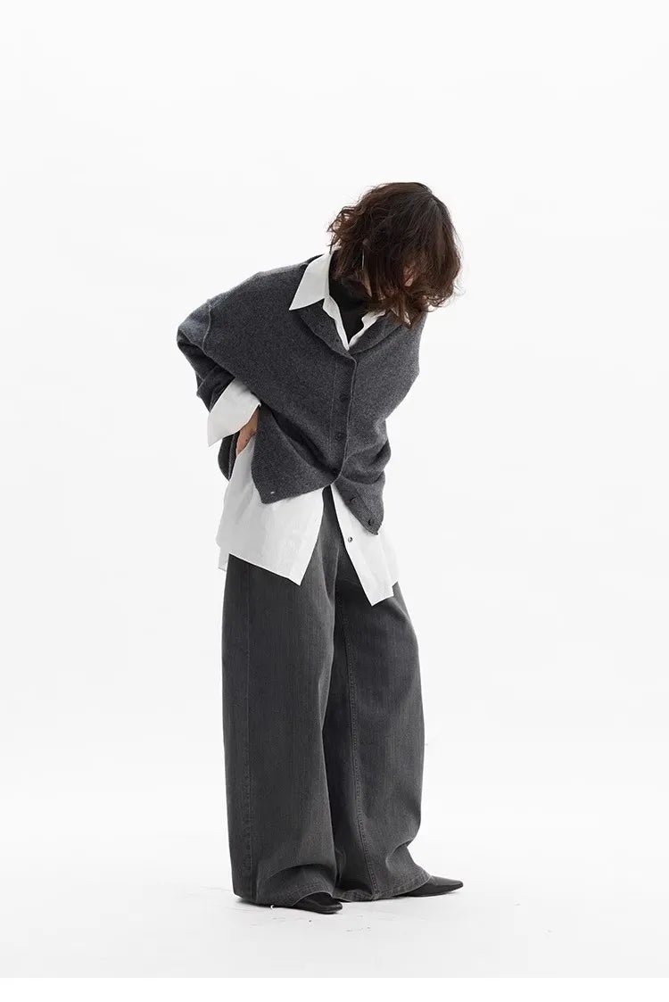 Jeans Americanos Retro de Cintura Alta para Mujer, Pierna Ancha con Acabado Desgastado