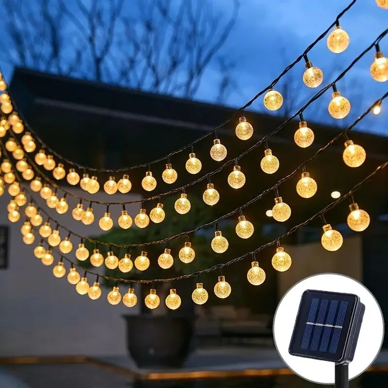 Cadena de Luces Solar LED Bola de Cristal 200 LEDs para Jardín