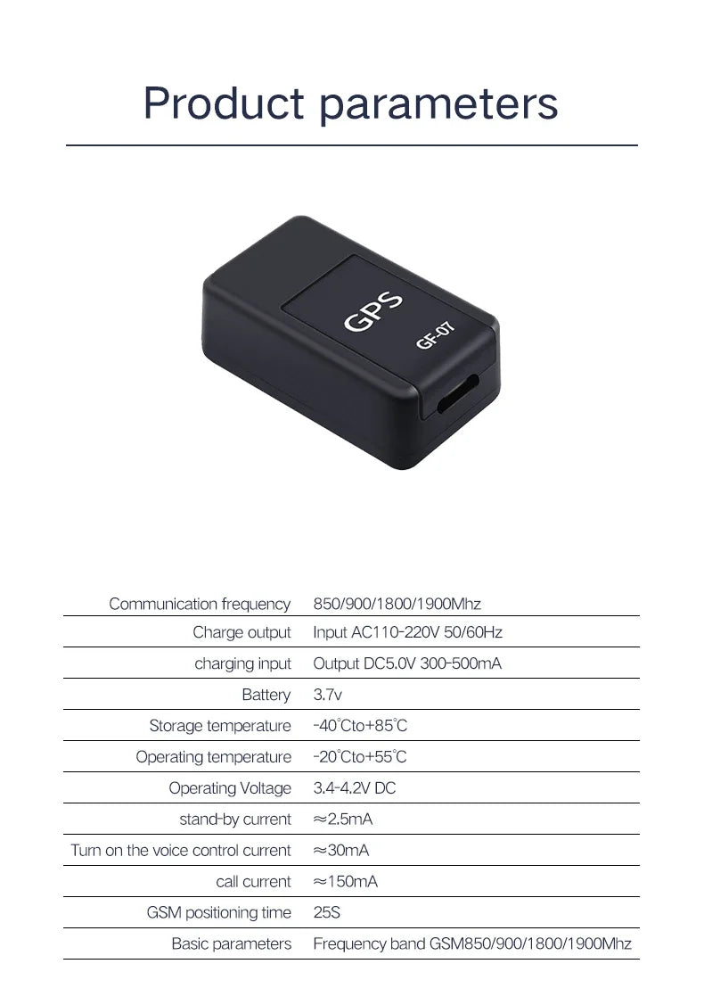 Localizador GPS para Motocicleta y Automóvil GF07, Mini Rastreador Magnético para Vehículos, Mascotas, Niños y Ancianos, con Aplicación de Posicionamiento GPS ﻿