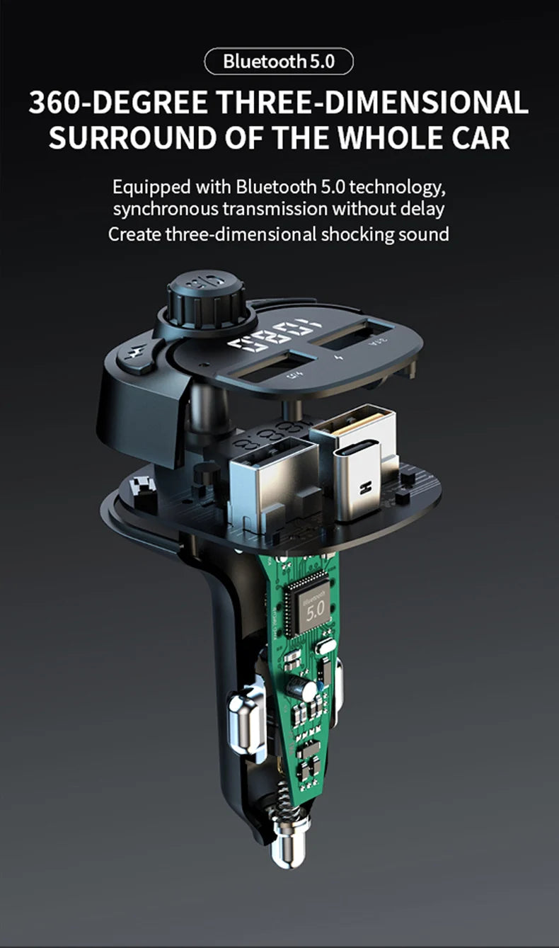 Transmisor FM Bluetooth para Auto Manos Libres con Cargador USB