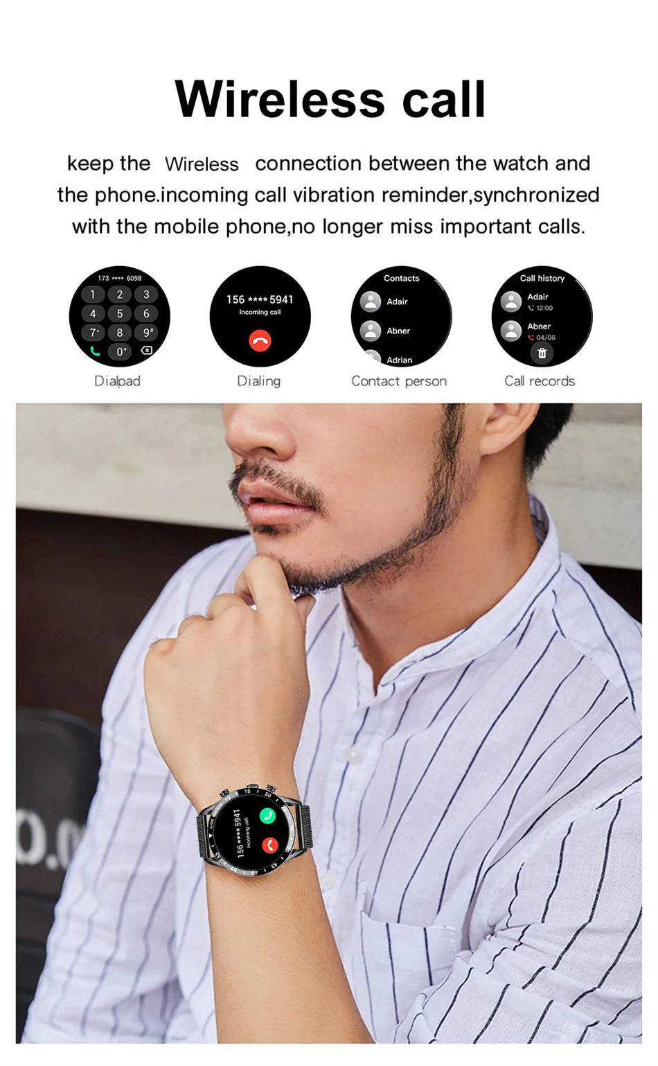 Smartwatch LIGE de lujo para hombre con llamadas Bluetooth y monitor de salud