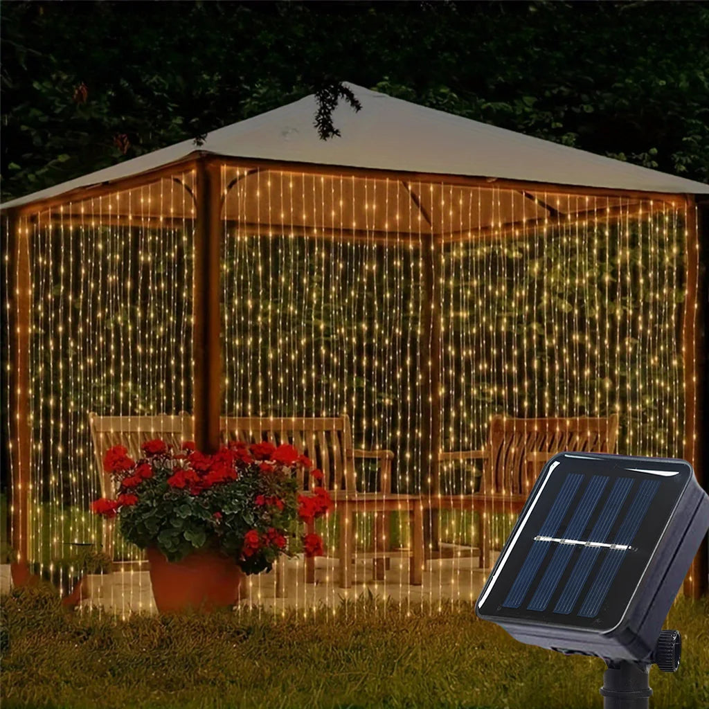 Luces de Cortina Solar LED para Jardín y Patio 100-300 LEDs
