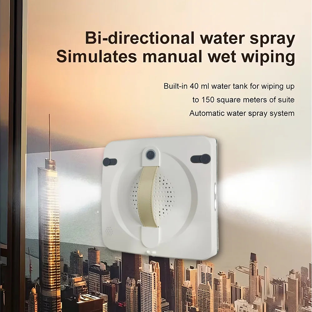 Robot Limpiacristales con Pulverizador de Agua Bidireccional, Limpiador de Vidrios, Pisos y Paredes para el Hogar con Sensor Láser y Navegación Inteligente