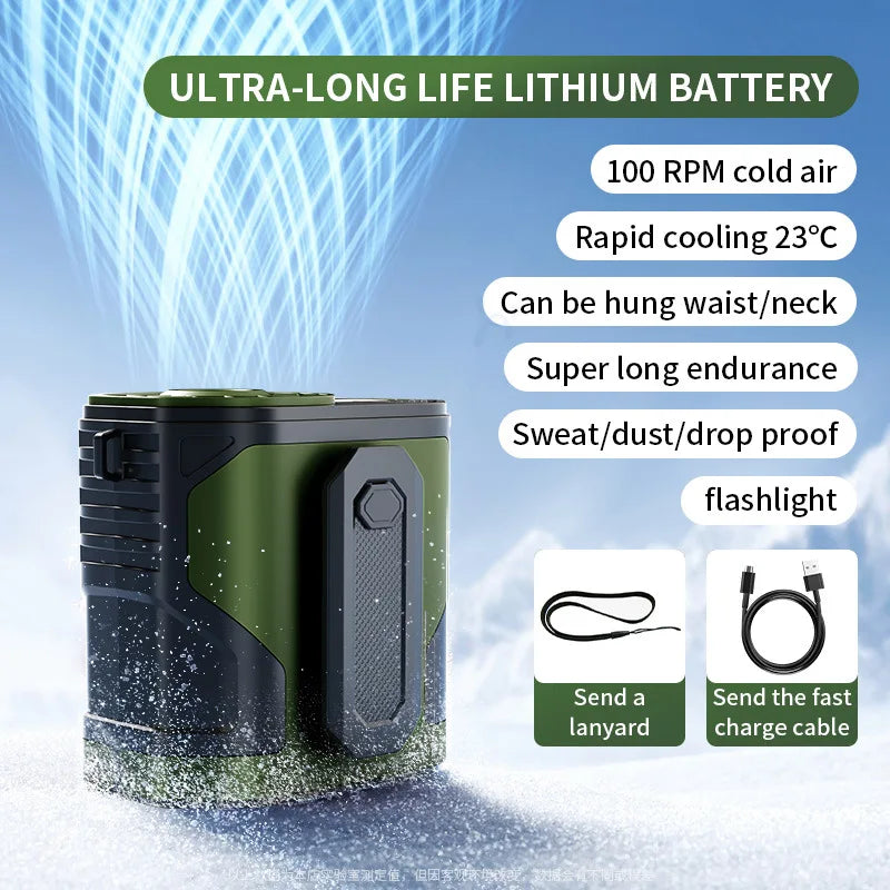 Ventilador portátil para colgar en la cintura, ventilador portátil con clip para la cintura para sitio de construcción al aire libre, luz nocturna para enfriar, Mini ventilador USB para colgar en el cuello