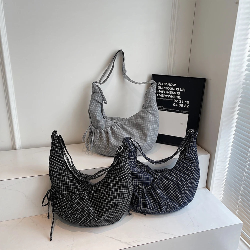 Bolso de Lona Grande Estilo Coreano para Mujer, Plisado