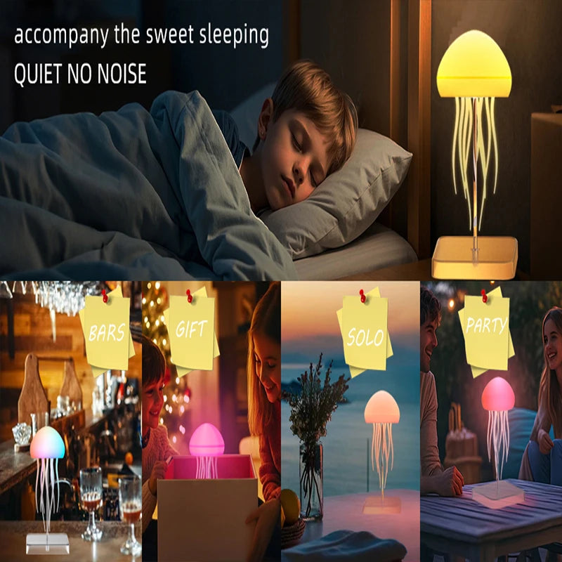 Lámpara LED de medusas con 9 tentáculos, 2 modos de trabajo, batería de larga duración, efectos de luz degradados de color con control remoto