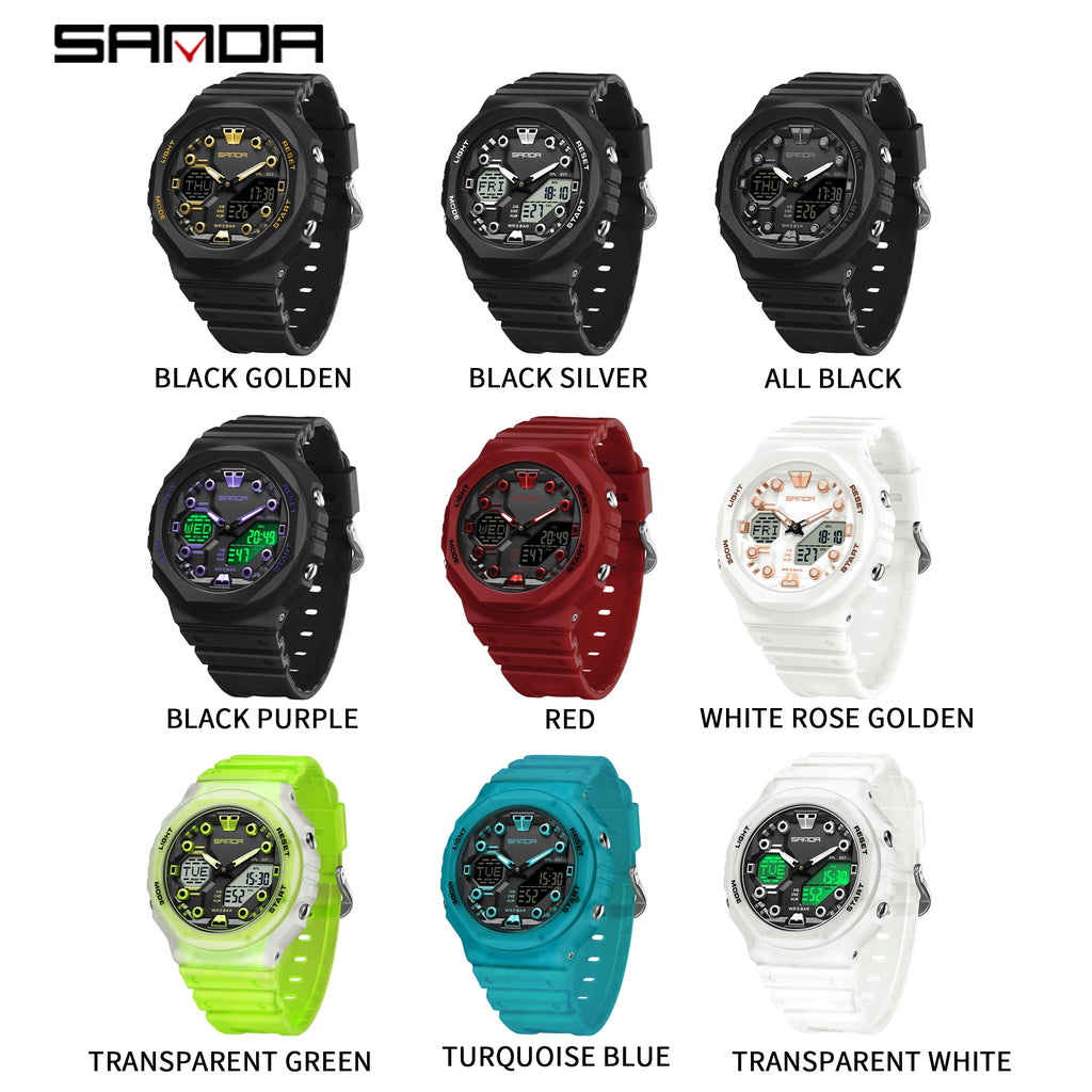 Reloj Digital SANDA 6200 para Hombre, Deportivo LED Impermeable 50M