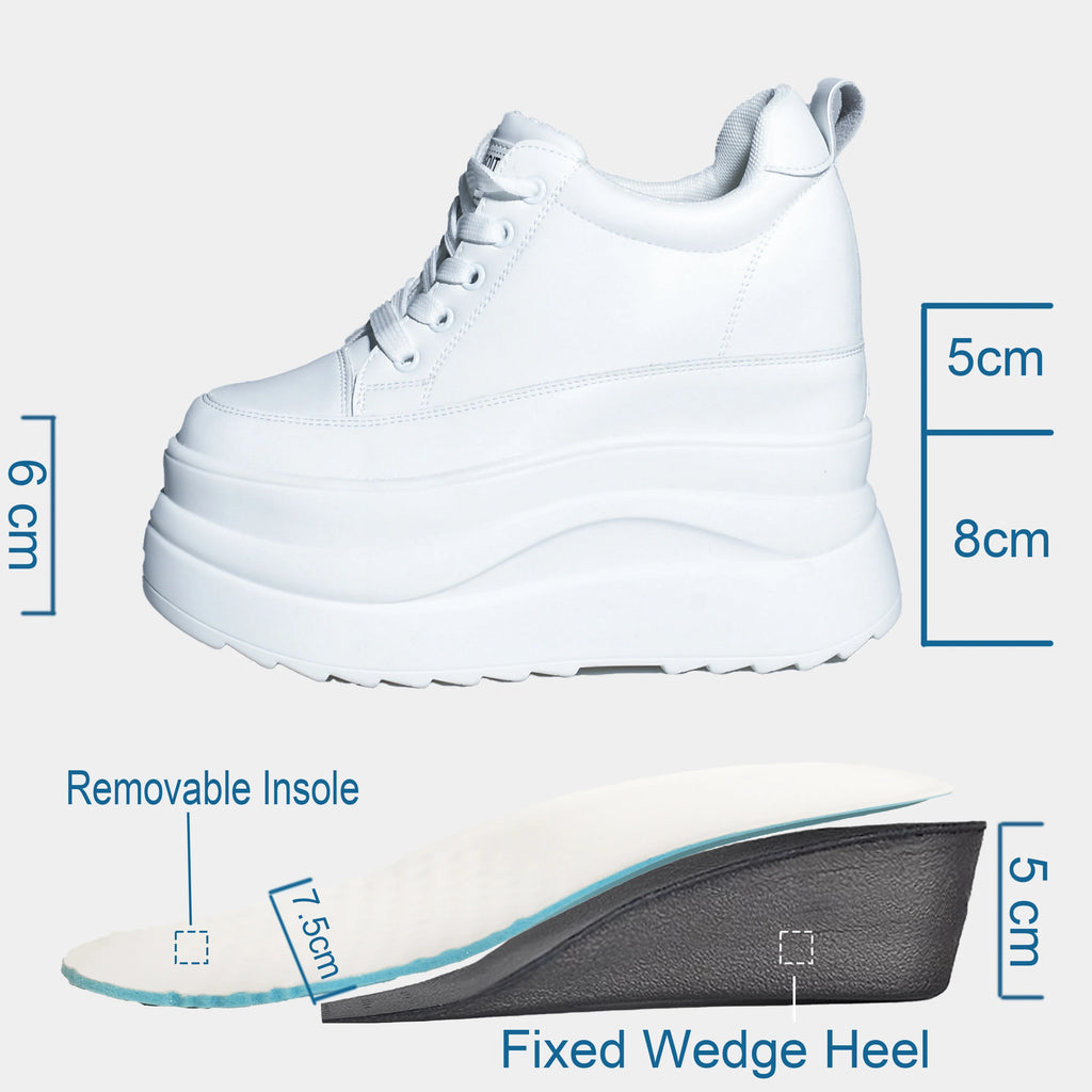 Zapatos deportivos Fujin con plataforma alta de 13 cm, zapatos planos con cuña, zapatillas gruesas, informales, cómodas, de alta gama, para caminar en otoño, 5 pulgadas
