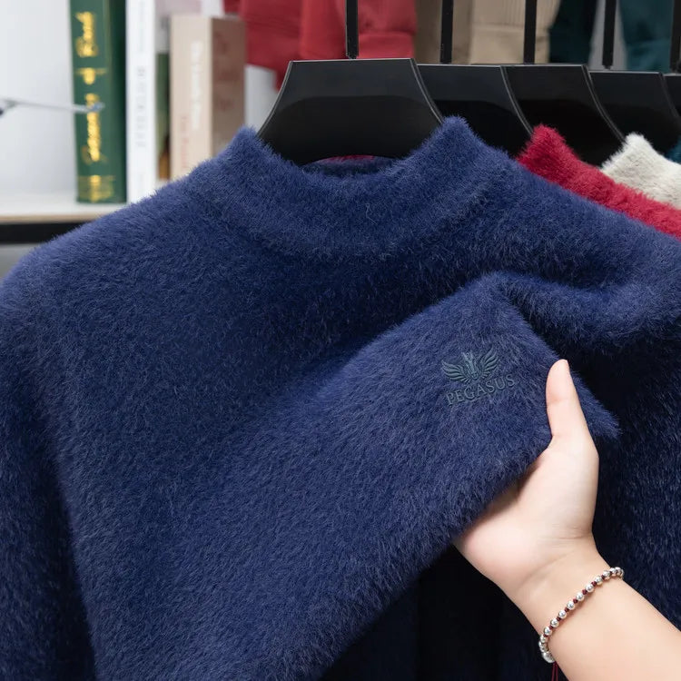 Buzo de Cuello Semi Alto para Hombre – Tejido Cálido de Invierno